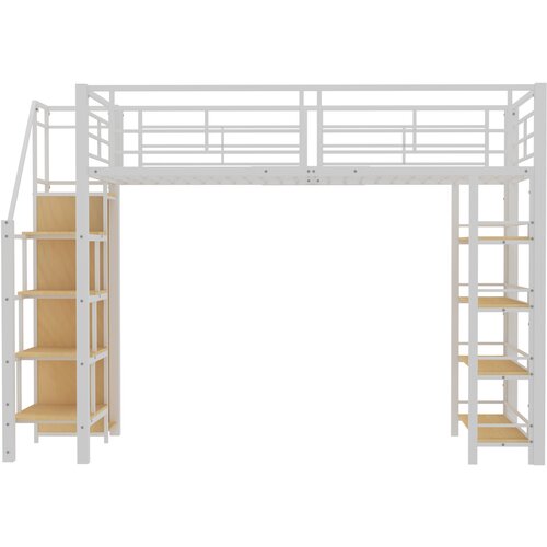 Lumor Postelja z mezzanine 90x200 cm - Z majhno omaro in policami za shranjevanje - Bela, (22155732) Cene