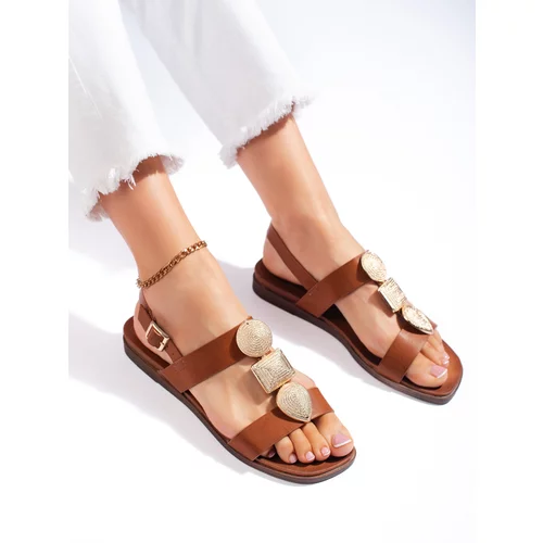 SERGIO LEONE Women's Brown Flat Sandals