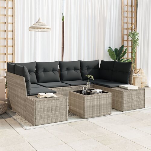 VidaXL 7-dijelni vrtni sofa set s jastučićima svjetlosivi poli vretan Slike
