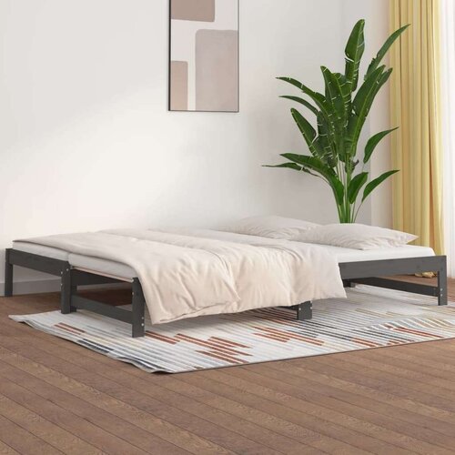  Izvlečna dnevna postelja siva 2x(90x200) cm trdna borovina, (20643911) Slike