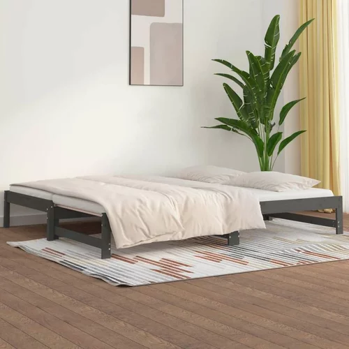  Izvlečna dnevna postelja siva 2x(90x200) cm trdna borovina, (20643911)