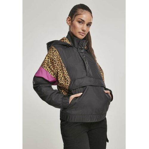 Urban Classics Ladies AOP Mixed Pull Over Jacket black/leo Slike