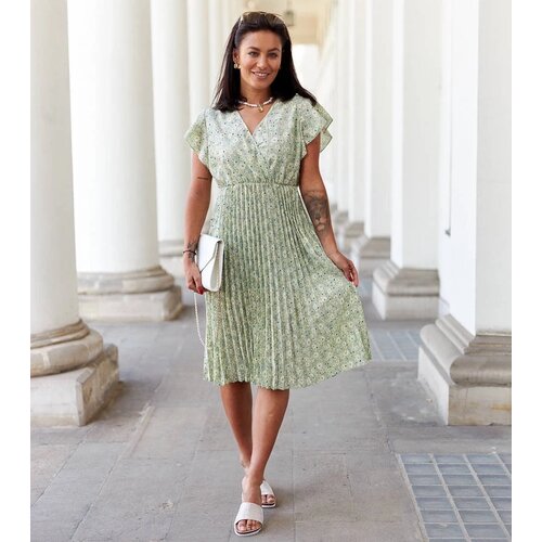 UR/CEO Green pleated floral dress Viminale Cene