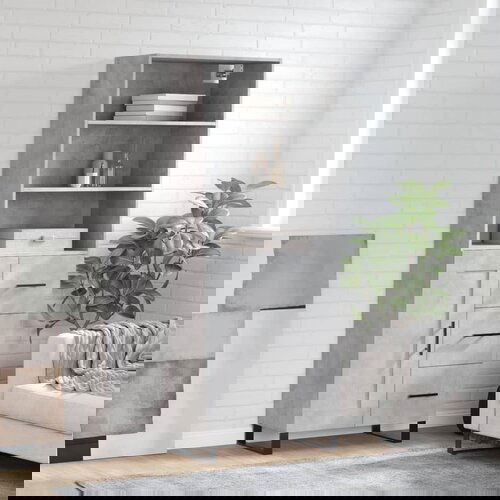 vidaXL Visoka komoda betonsko siva 69,5x34x180 cm inženirski les Cene