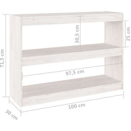 VidaXL Knjižna omara za razdelitev prostora bela 100x30x71,5 cm Slike