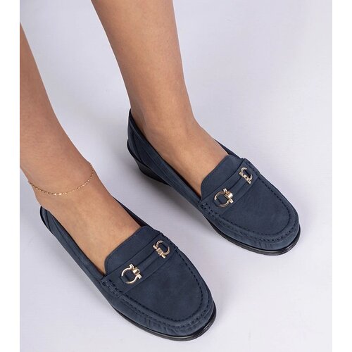 D/CEO marka niezdefiniowana Navy loafers with a wedge and matte finish Sambada Cene