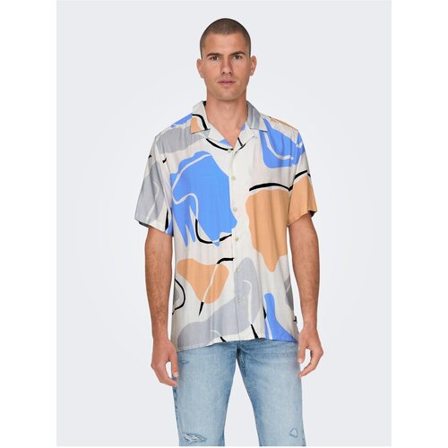 Only Cream Men's Patterned Short Sleeve Shirt & SONS Dab - Men Cene
