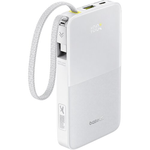 Baseus EnerFill FC51 Bipow 2 Pro prenosna baterija 10000mAh 22W z vgrajenim USB-C kablom bele barve Slike