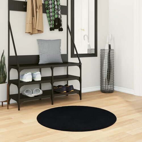 vidaXL Tepih HUARTE kratkih vlakana mekani i perivi crni Ø 80 cm Cene