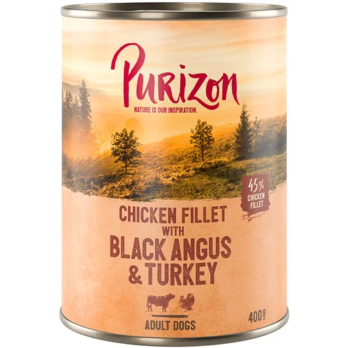 Purizon 5 + 1 gratis! 6 x 400 / 800 g Adult & Organic - Black-angus govedina i puretina sa slatkim krumpirom i brusnicama ( 6 x 400 g)