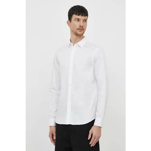 Armani_Exchange Bombažna srajca moška, bela barva