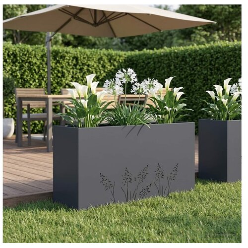 vidaXL Vrtna saksija Antracit 100 x 20 x 49 cm Čelična vrata - Antracit 100 x 20 x 49 cm 1 Cijene