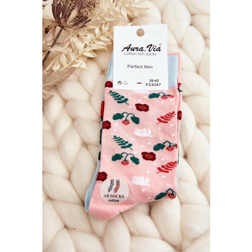 Kesi Men's mismatched socks, strawberry pink Slike