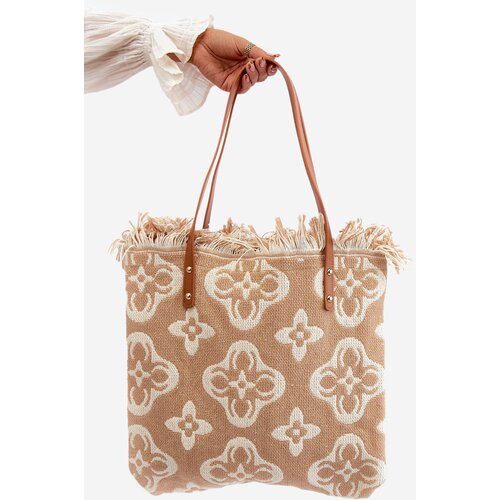 Boto Patterned Large Woven Beach Bag Brown Sadhara Cijene