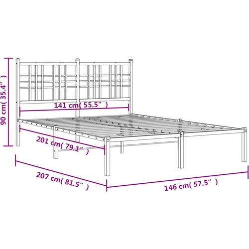  Metalni okvir za krevet s uzglavljem bijeli 140 x 200 cm Slike