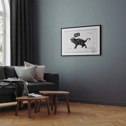  Plakat - Cat with a Crown 42x29.7 Crni okvir Cene