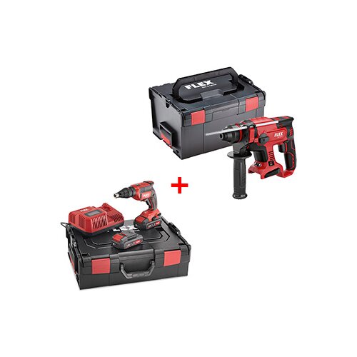 Flex aku set - zavrtač/šrauber + bušilica + punjač + 2x baterija + 2x kofer l-boxx® M33557 Cene