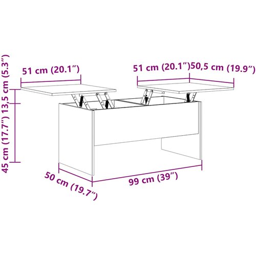  Stolić za kavu boja hrasta 102x50,5x46,5 cm konstruirano drvo Slike