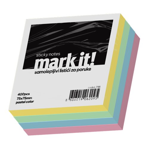 Mark IT Kocka samolepljivi listići Mark 400lis, 75x75mm mix PASTEL Slike