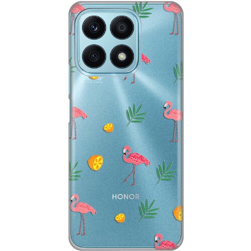  Silikonska maska za Honor X8a Flamingos Print Skin providna Slike