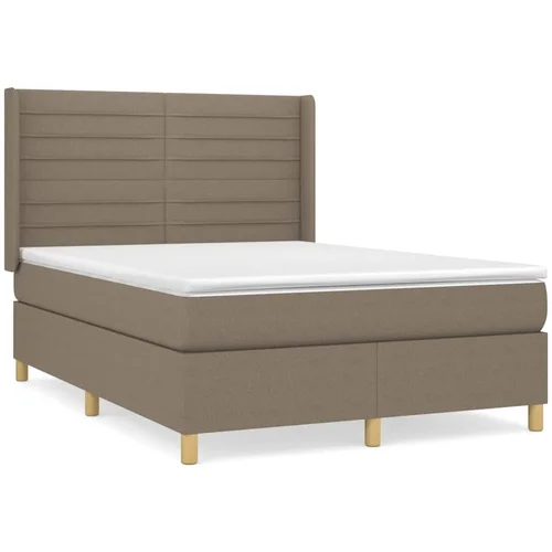 vidaXL Box spring postelja z vzmetnico taupe 140x190 cm blago, (20893224)