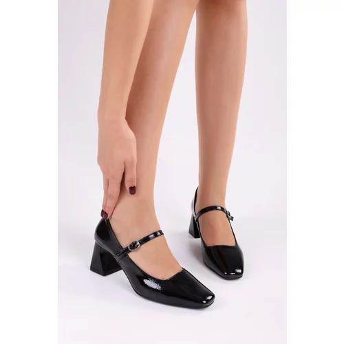 Shoeberry Women's Rylee Black Patent Leather Daily Heeled Shoes