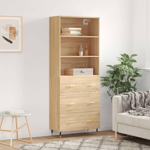 The Living Store Visoka komoda sonoma hrast 69,5x34x180 cm inženirski les - Visoka Omarica, (21435224) Slike