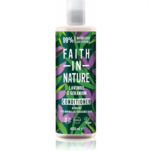 FAITH IN NATURE Lavender & Geranium naravni balzam za normalne do suhe lase 400 ml
