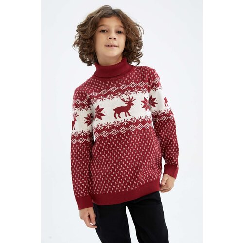 Defacto Boy's Christmas Themed Turtleneck Sweater Cene