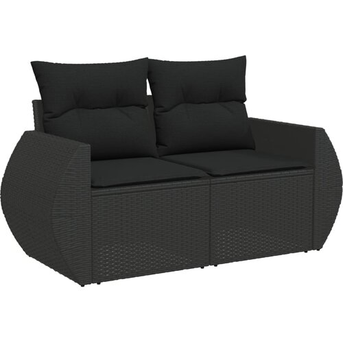  10-dijelni set vrtnih sofa s jastucima crni od poliratana Crna 70 x 62 x 69 cm Slike