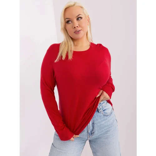 Fashion Hunters Red smooth sweater of a larger size made of viscose