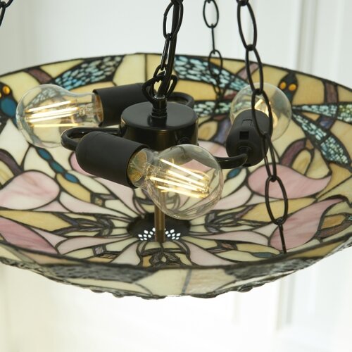 Endon 111869 - Luster na lancu Tiffany ASHTON 3xE27/10W/230V prečnik 45 cm Slike