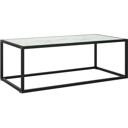  Klubska mizica črna z belim marmornim steklom 100x50x35 cm