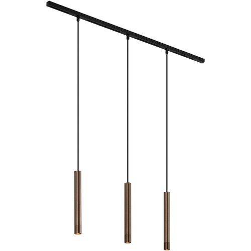 QAZQA Modern railsysteem met 3 hanglampen brons 1-fase - Slimline Keno Cene