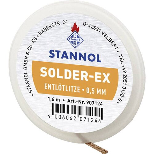 Stannol Spajkalna žica (žica za spajkanje) Spajka-Ex &amp;scaron;irina 0\,5 mm\, vsebnost koluta 1\,6 m Solder-Ex odspajkalna pletenica Dolžina 1.6 m, (20428476) Slike