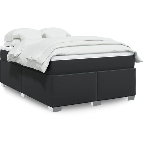 VidaXL Krevet s oprugama i madracem crni 160 x 200 cm od umjetne kože Slike