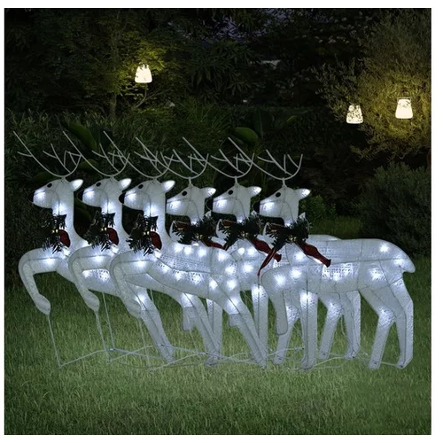  Božični severni jeleni 6 kosa beli 120 LED akril