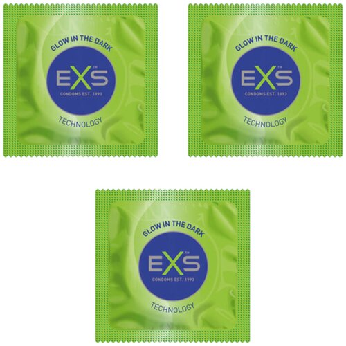 EXS Glow - veganski svjetleći kondomi (3 kom) Slike