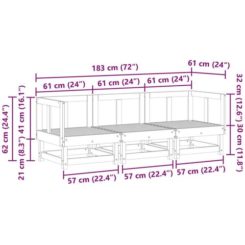  Sekcionalna sofa 3 Komad Vosak Smeđa Čvrsto borovo drvo - Vosak smeđa bor 2x corner +middle Slike