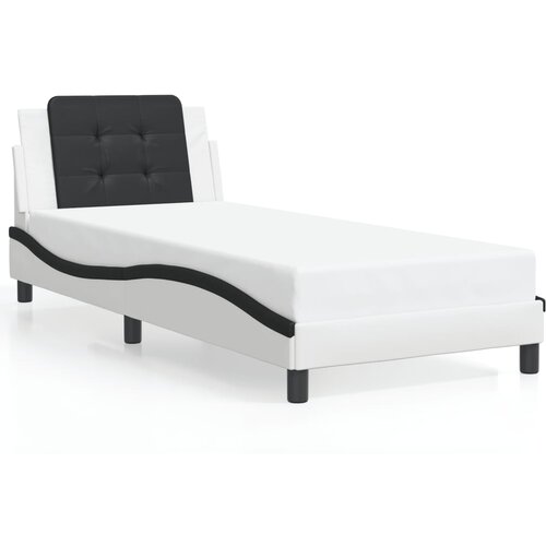 The Living Store Posteljni okvir z LED lučkami belo črn 100x200 cm umetno usnje - Posteljni Okvir, (21441333) Cene