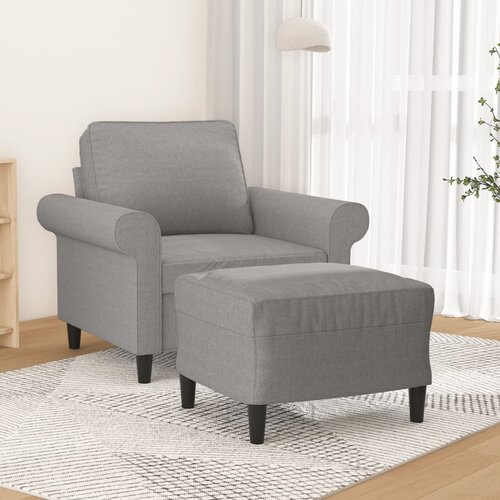 VidaXL Fotelja s tabureom svjetlosiva 60 cm od tkanine Slike