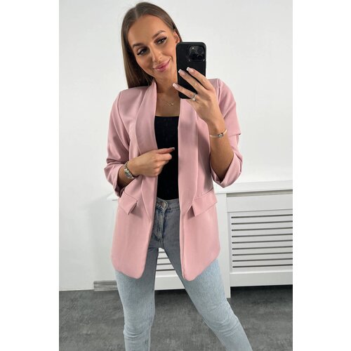 Kesi Elegant jacket with lapels grey powder pink Slike