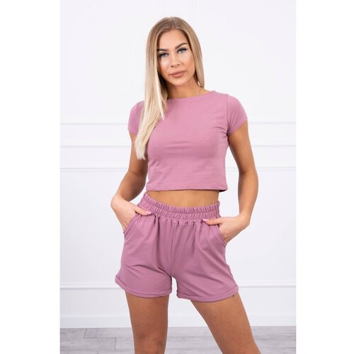Kesi ženski komplet cotton with shorts dark pink Slike