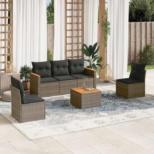vidaXL 6-dijelni set vrtnih sofa od poliratana s jastucima sivi Cijene