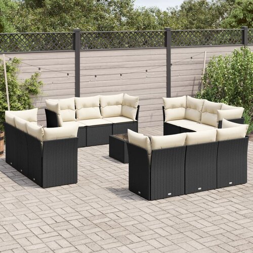  13-dijelni set vrtnih sofa s jastucima poliratan crni Cijene
