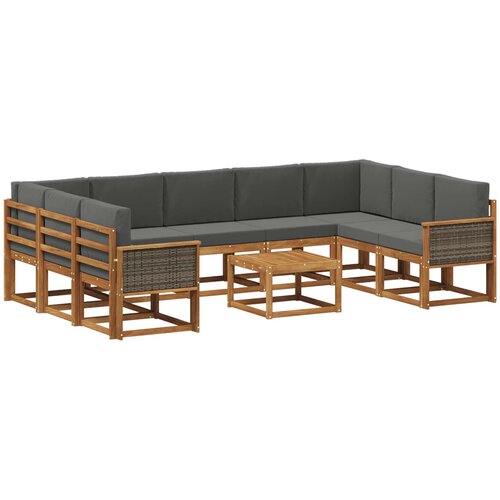  Set vanjskih sofa 10 kom. Prirodna i antracit Slike