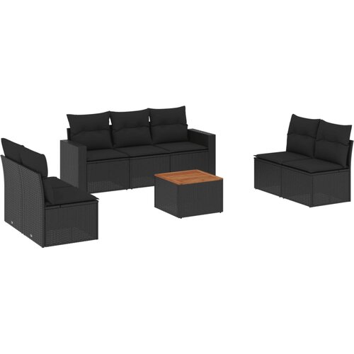 Maison Chic Seti vrtnega pohištva - Vrtna garnitura - Vrtni pohištvo set 8-delna z blazinami črn poli ratan, (21800355) Cene