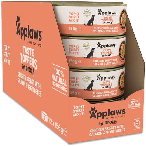 Applaws Taste Toppers Natural u temeljcu 12 x 156 g - Piletina s lososom Slike