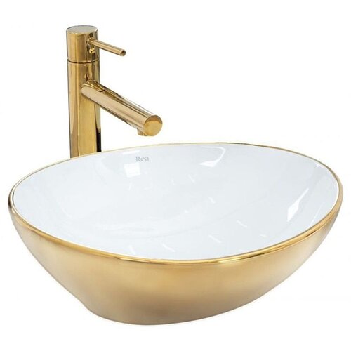 REA Bath Nadgradni umivaonik Rea Sofia Gold / White Slike