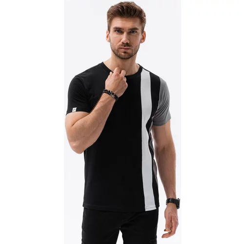 Ombre Majice & Polo majice Moška majica - črna S1630 pisana